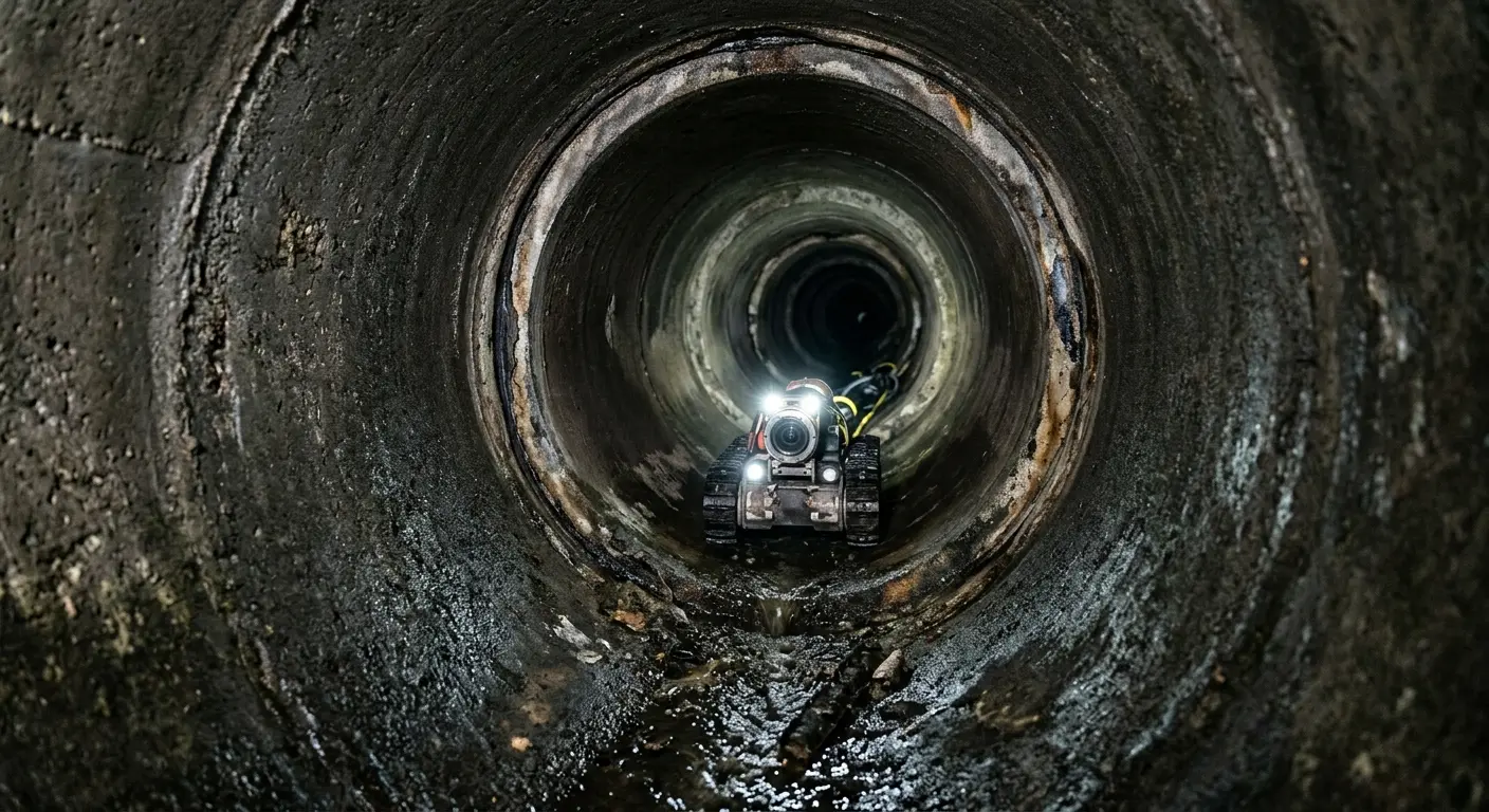 Robotic sewer camera inspecting pipe interior for Sewer Line Cleaning in Makawao